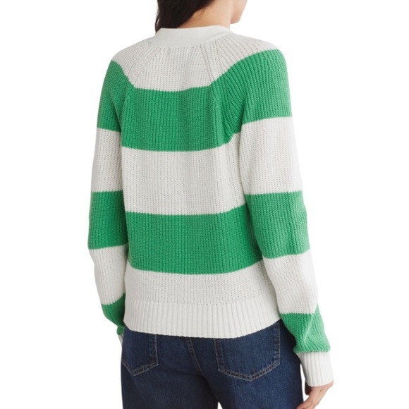 Design History Button Front Green and White Striped Varsity Cardigan Sz XL - Picture 3 of 3